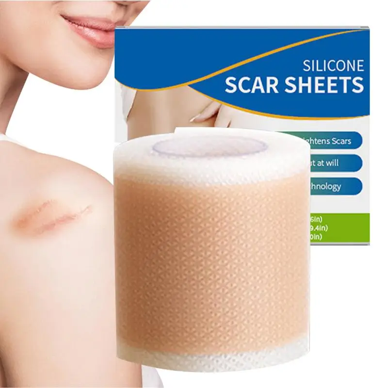 Silicone Scar Tape 1.57x19 Inches Scar Sheets Soft Silicone Reusable Scar Away Silicone Scar Tape For C-Section Keloid Burn