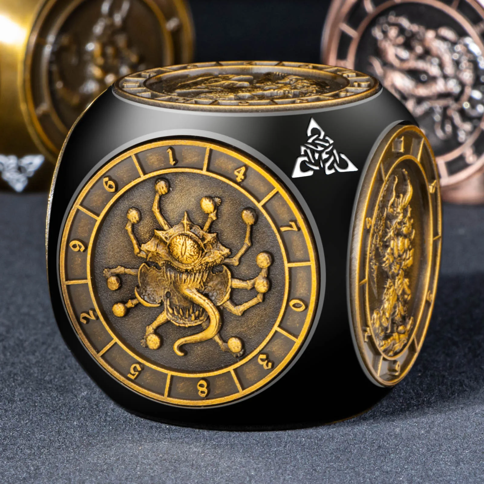 نرد دوار 7 في 1 للزنزانات والتنين، مجموعة نردات معدنية متعددة السطوح ثلاثية الأبعاد مع صندوق، نرد D&D للعب الأدوار RPG #6