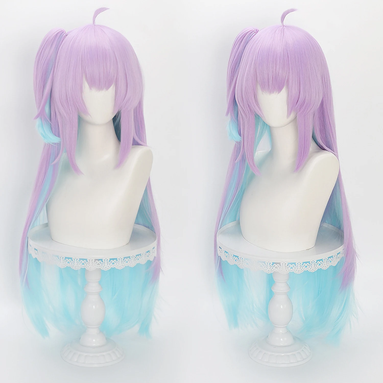 Anime Nikke Rei Cos Wig Purple Blue Gradient Twin Ponytails Detachable Scalp Top Heat Resistant Synthetic Halloween Wig with Wig