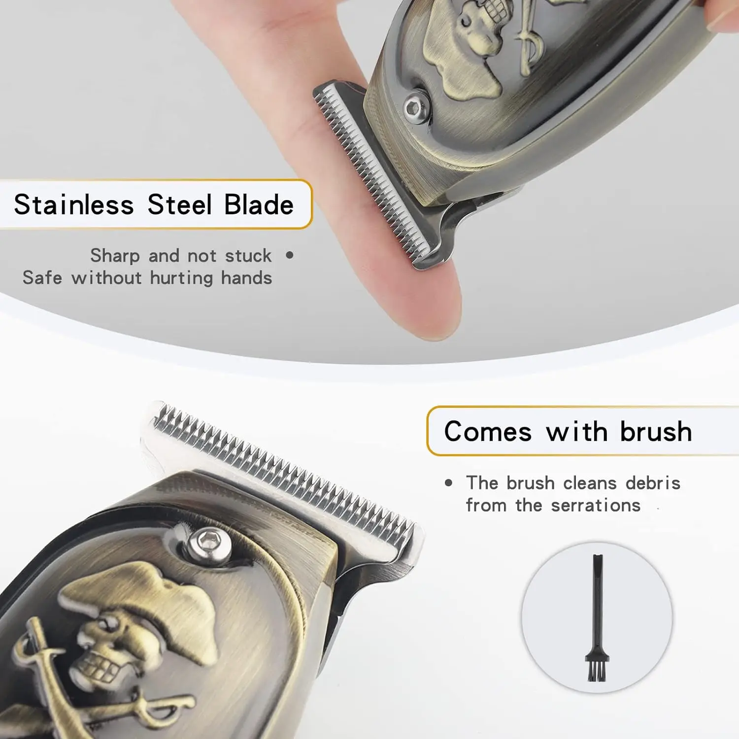 KEMEI-مقص شعر لاسلكي للرجال ، مقص حلاقة عتيق ، آلة تشذيب كهربائية ، آلة قص شعر ، آلة تشذيب لحية قابلة لإعادة الشحن ، جمجمة