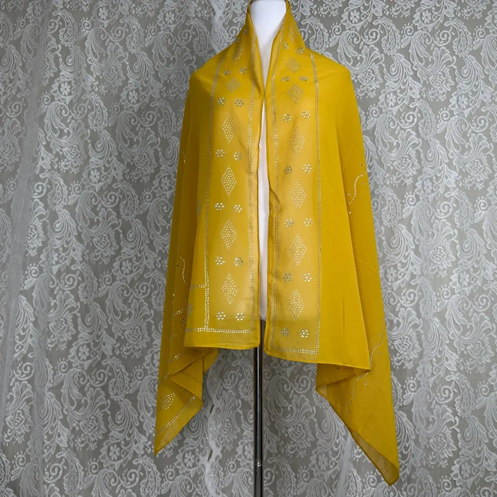 2026 Kleiner 70x180cm Chiffon Neuer Afrikanischer Netz-Hijab-Schal für Muslimische Frauen Afrikanischer Dubai Islam Kopftuch Bestickte Schals – Detail 9
