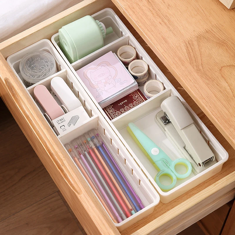 1PCS Drawer Organizers Cosmetics Separator Home Office Desk Sundries Jewellery Multifunctional Plastic Stationery Storage Box