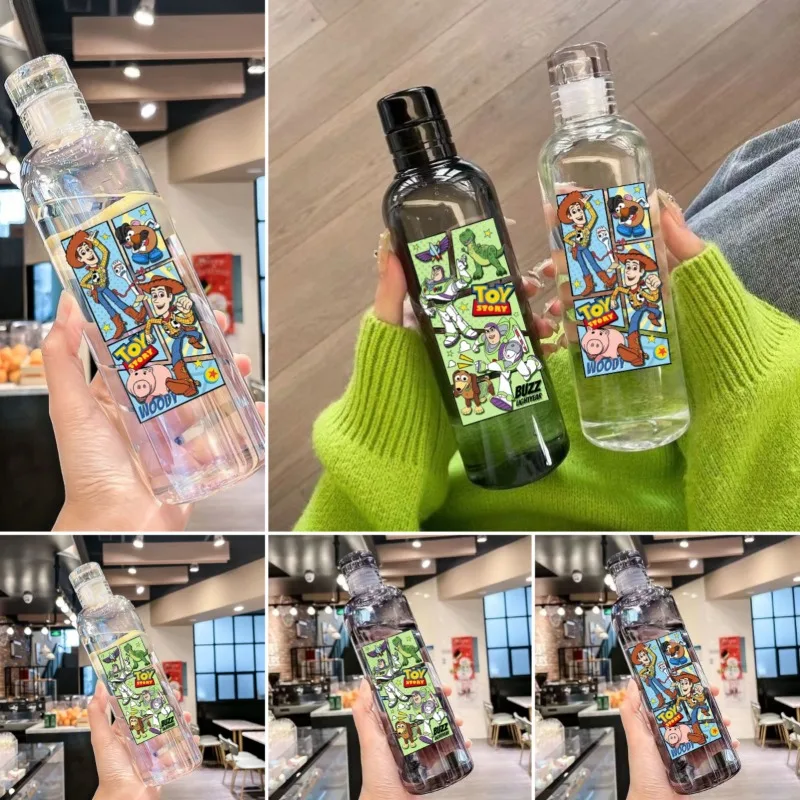 

750ML Disney Toy Story Transparent Plastic Water Bottle Portable Sport Cup Fitnes Travel Outdoor Activiti Leakproof Drink Bottle