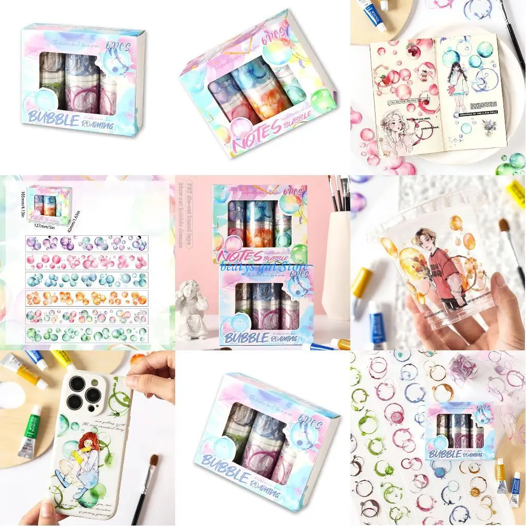 

C7AB Aquatic Bubble Design SelfAdhesive PET Tape for Scrapbooking DIY Crafts and Home Decoration PET Scrapbooking Tape