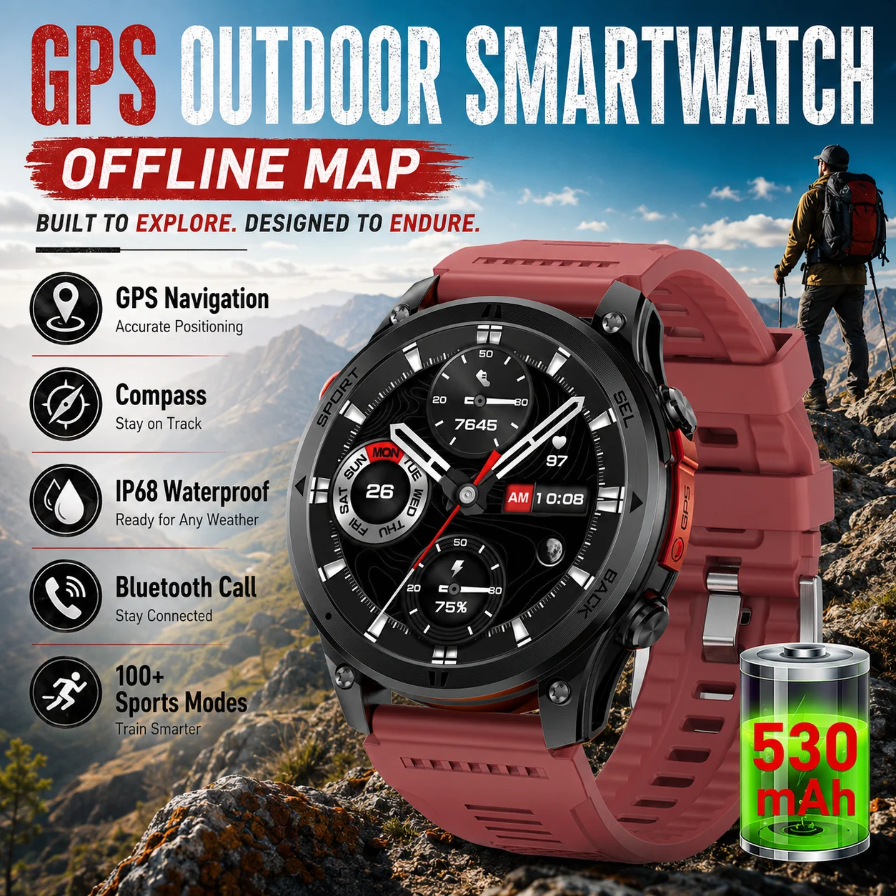 Altimeter Compass Watch - 2026 Offline Map New Smart Watch
