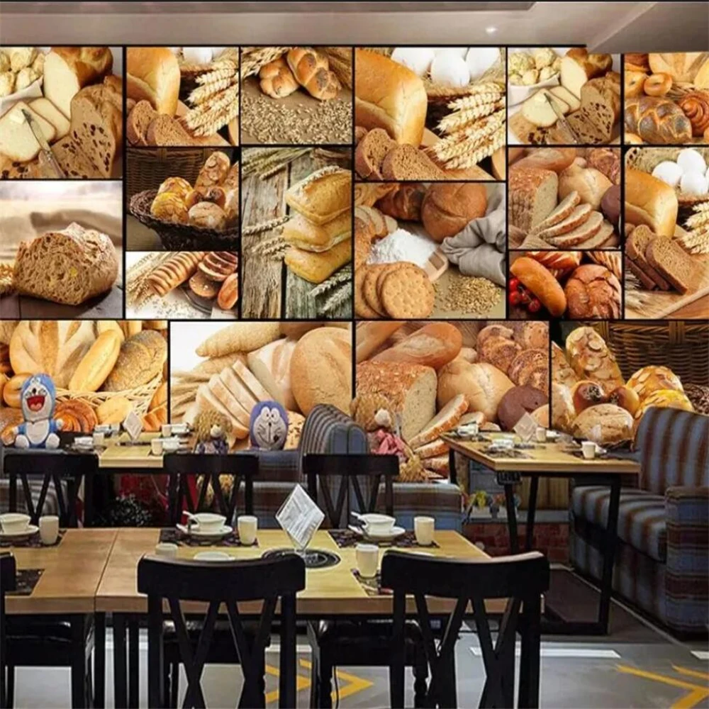 Custom Bread Baking decorate Cafe Dessert Shop Photo Wallpaper Art Wall Mural Backdrop bakery Wall paper Mural Wall Painting