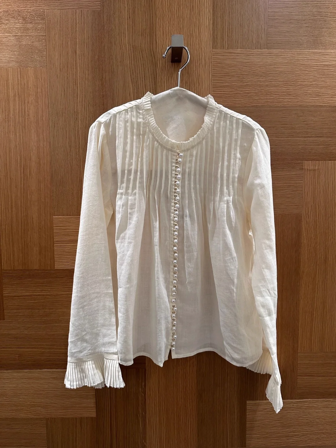 

Sweet Sle Long Sve irt HEIDD SE2025 Early Autumn New Arrival Wood ain Ruffle Splice Top Breathable Cotton Women's Fa...