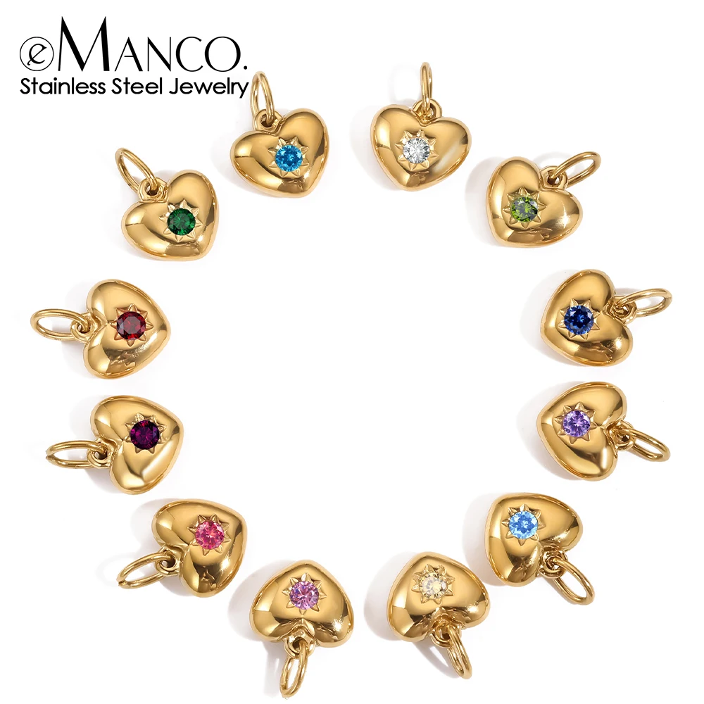 Pingentes de Coração EManco para Brincos DIY, Pulseiras e Colares de Designer, Acessórios para Fabricação de Joias, Envio em 48 Horas