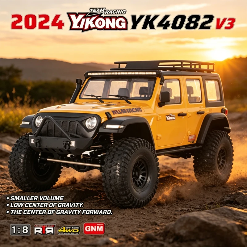 YIKONG YK4082 V3 1/8 Scale Brushed Brushless RC 4WD Crawler Jeep Wrangler 4WD Doorbridge Differential Lock Off Road Vehicle RTR