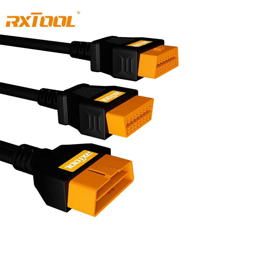 RXTOOL OBD2 16-Pin Splitter Cable 1 Male to 2 Female 1Ft 24AWG Extension Adapter Universal for All OBD2 Interface Vehicles