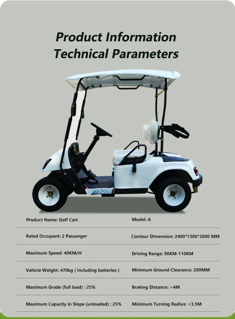 EEC Approved  2-Person Electric Golf Cart with 5kw Motor Steel Material 48v Battery Voltage Factory Price