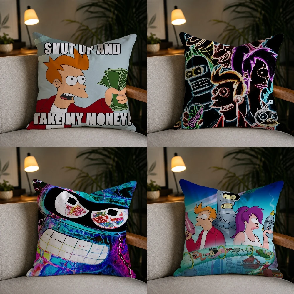 F-Futurama Shut up and take my money Pillow Case Plush Pillow Cases Home Decoration Pillow Cover for Sofa Bed Chair Living Room