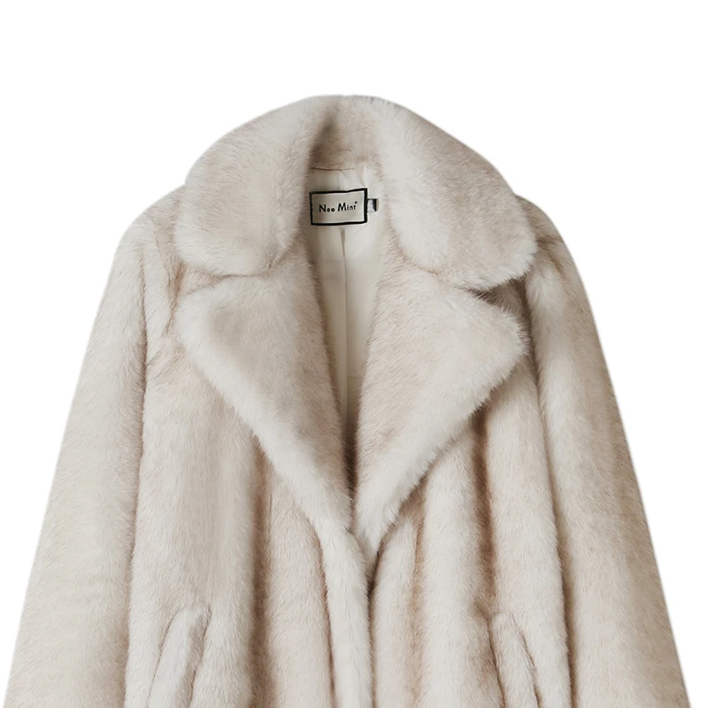 Neo Mint Slouchy Chic Gradient Long Eco Faux Fur Coat Women Winter Thick Warm Fluffy Fox Fur Jacket Brand Fashion Girls Overcoat
