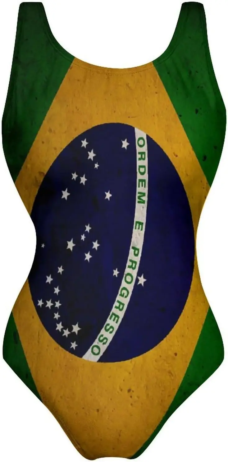 

Luxy Trio Brazil Flag Adult Conjoined Swimsuit Swimsuit Miss Sexy Bikini Set Vintage Sports