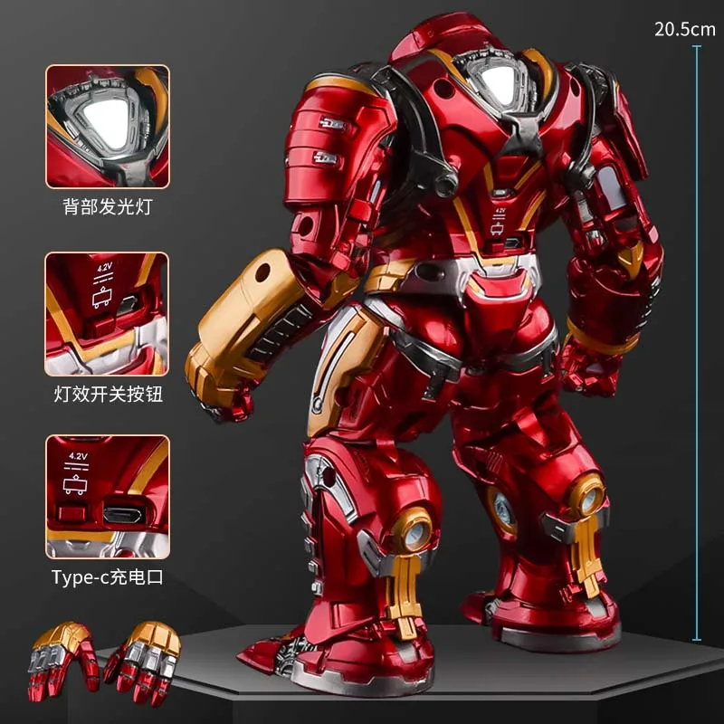 26cm LED ZD Original Iron Man Hulkbuster MK44 Thanos  Anniversary Memorial Collect Model Action Figure Toys Gift