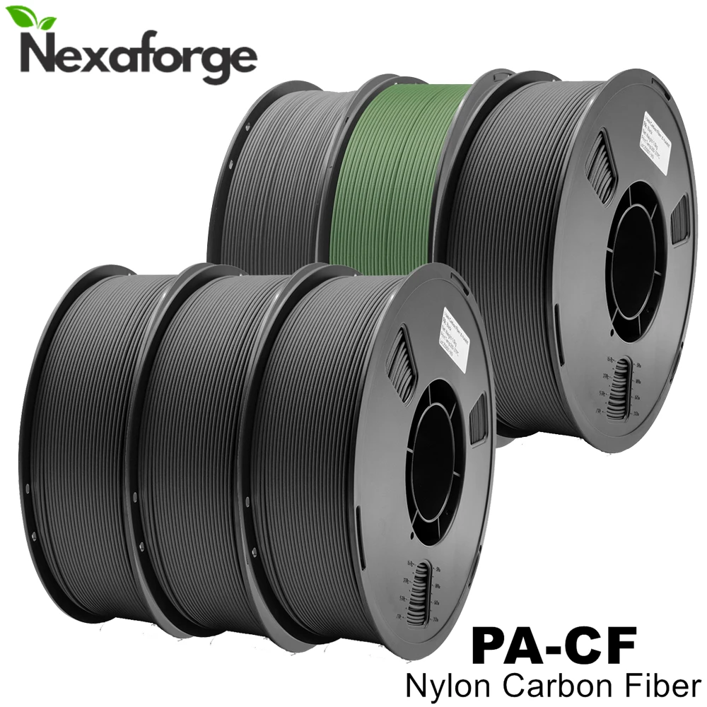 

NEXAFORGE PA6-CF Carbon Fiber Nylon Filament 1.75mm 9KG 6KG 3KG New Black 3D Printing Material Thermal Resistance & Toughness