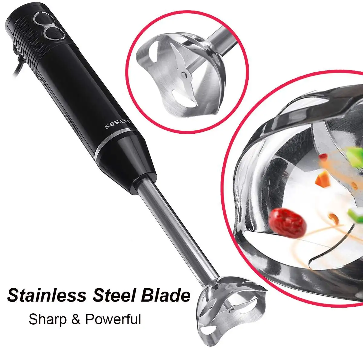 3-in-1 Immersion Hand Stick Blender 300W 2 Speeds Electric Food Vegetable Grinder Hand-held Cooking Complementary Food Machine