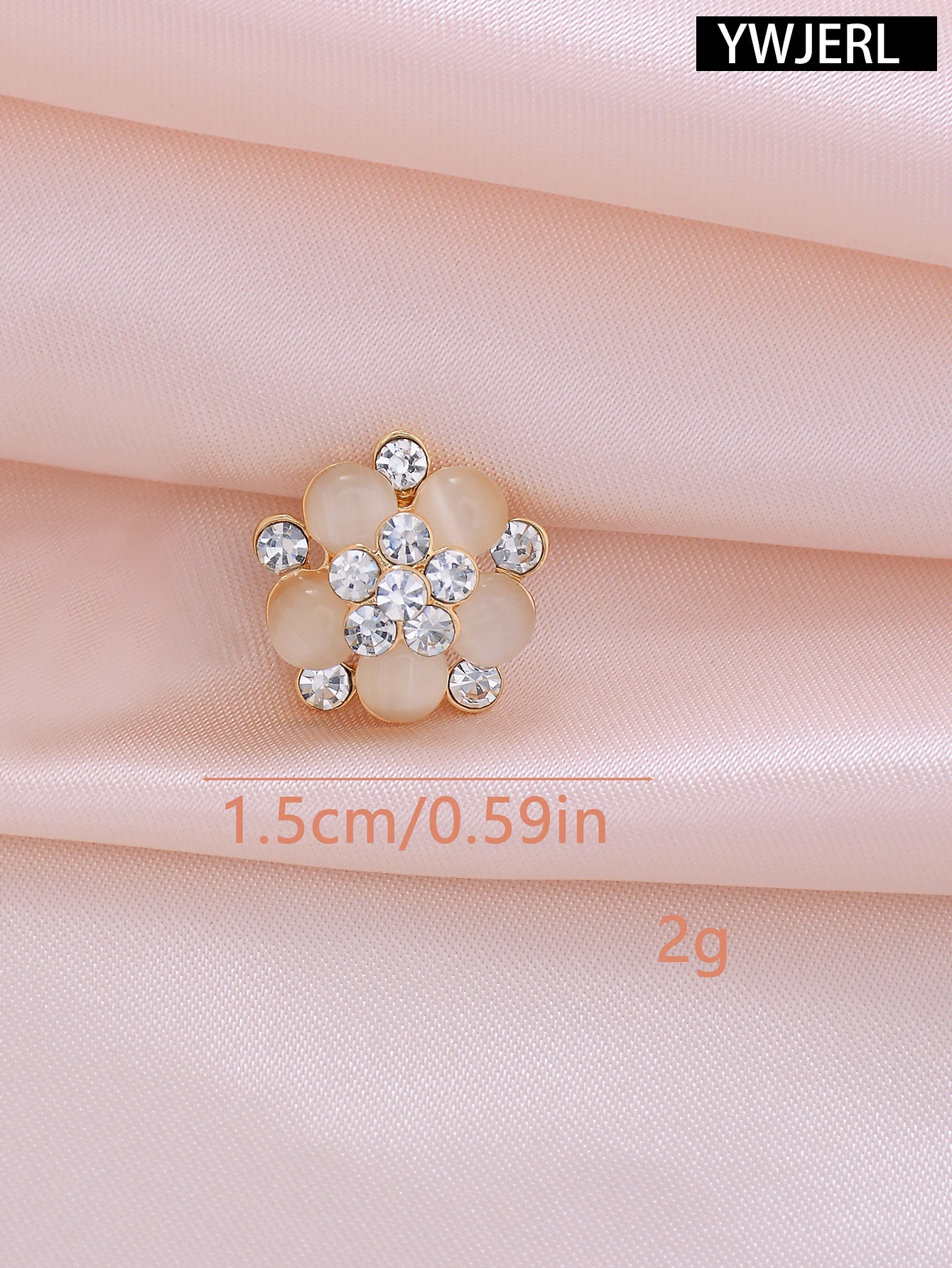 3pcs/Pack 15mm Beauty Flower Opal Rhinestone Metal Buttons For Shirts Collors Cuffs DIY Garment Sewing Button Decorative