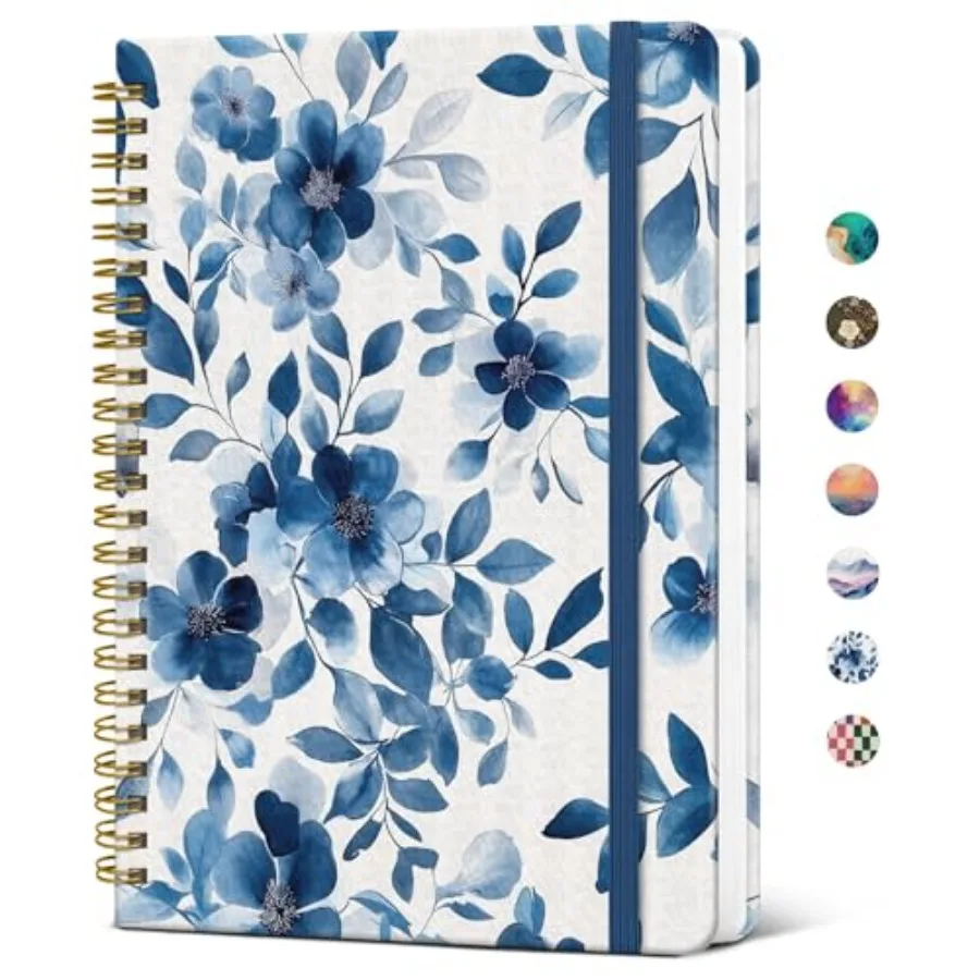

Lined Spiral Journal Notebook for Women, A5 Cute College Ruled Hardcover Notebook for Work and Note Taking, Pretty Journal for