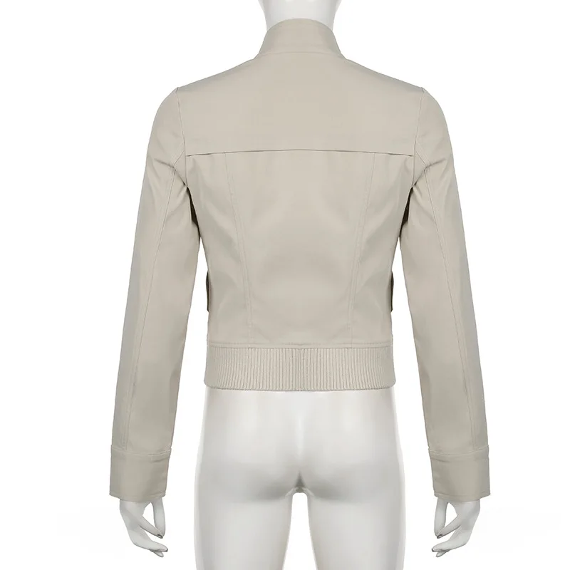 Vestes courtes Vintage pour femmes, Harajuku, décontracté, Slim Fit, manteau à fermeture éclair, Y2K, Hip-hop, Streetwear, manches longues, manteau de printemps et d'automne