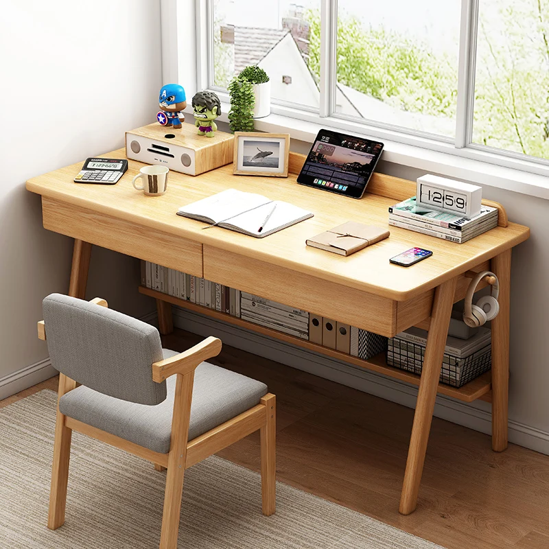 

Desk Household Student Solid Wood Leg ComputerDesktop Study Table Junior High School Bedroom Simple Children's Writing Table