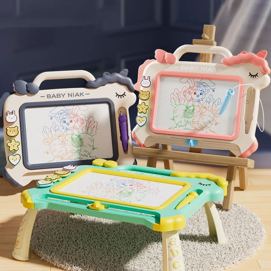 1pc Children's Color Large Graffiti Board Erase Magnetic Board Writing Board Learning Cardboard Detachable Writer