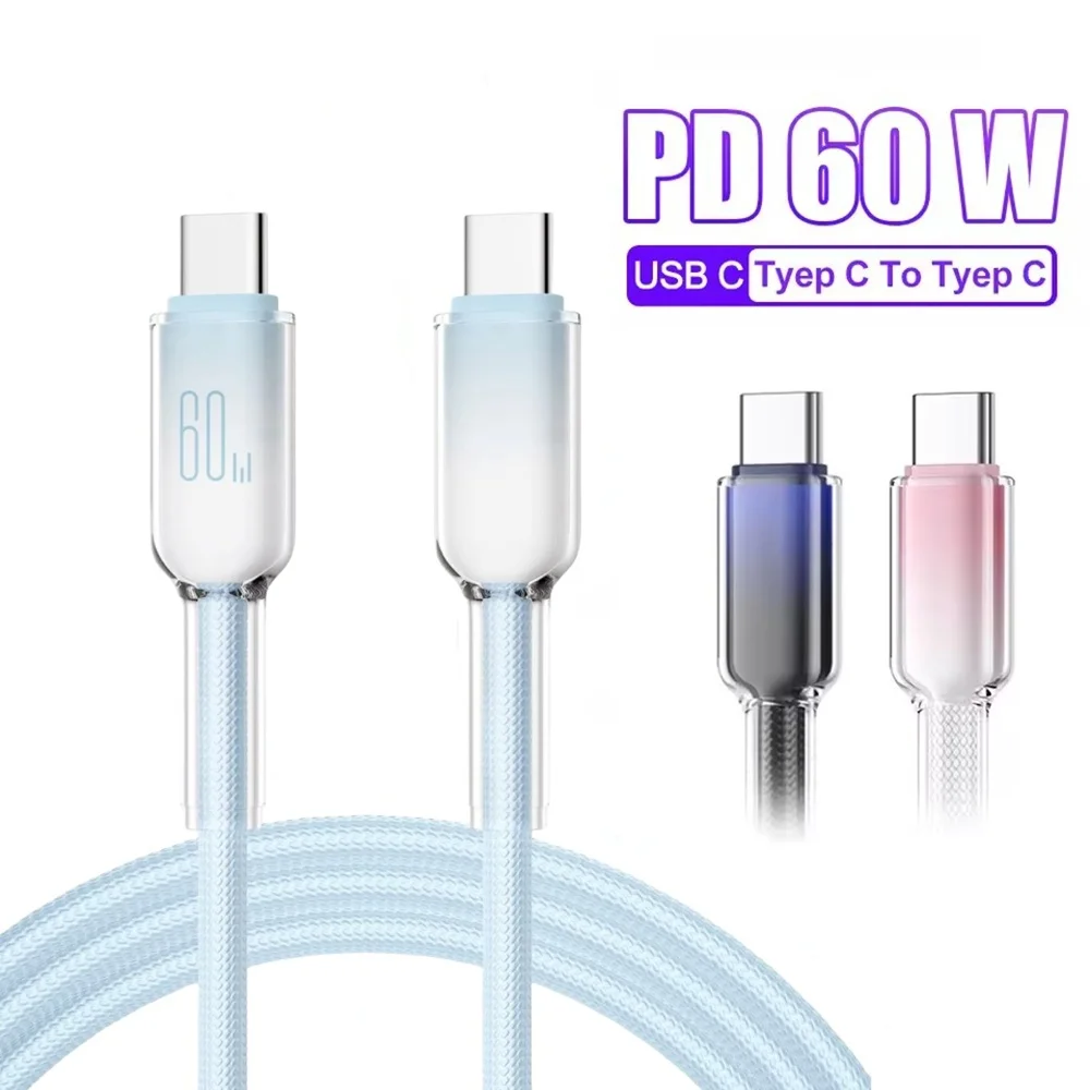 PD 60W USB-C Kabel Schnellladekabel für iPhone 17 16 15 Pro Max Air Typ-C zu C Buntes Schnellladegerät für Samsung Xiaomi
