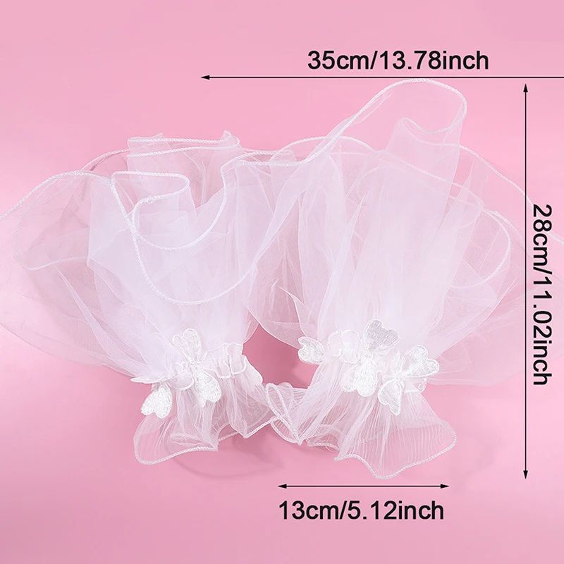 1Pc/1Pair Fluffy Sleeve Manicure Photo Background Wedding Tulle Cuffs Handheld Shooting Decoration Nail Enhancement Photography