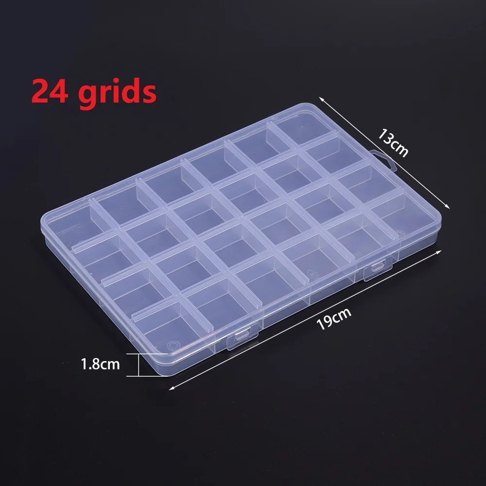 Practical 24/28 Grid Compartment Plastic Transparent Storage Box Earring Bead Screw Holder Case Display Home Organizer Container