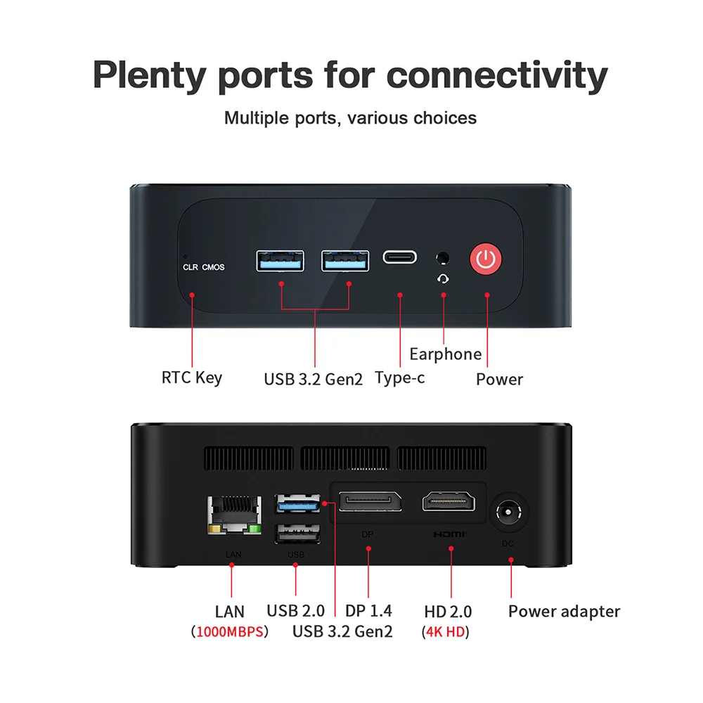 Dual HD, 1000M, AMD Ryzen 5, DDR4, 16GB SSD, SER5, Beelink-Mini PC Desktop Gaming Computer, Suporte WiFi6, BT5.2, 4K, 1TB, 5560U