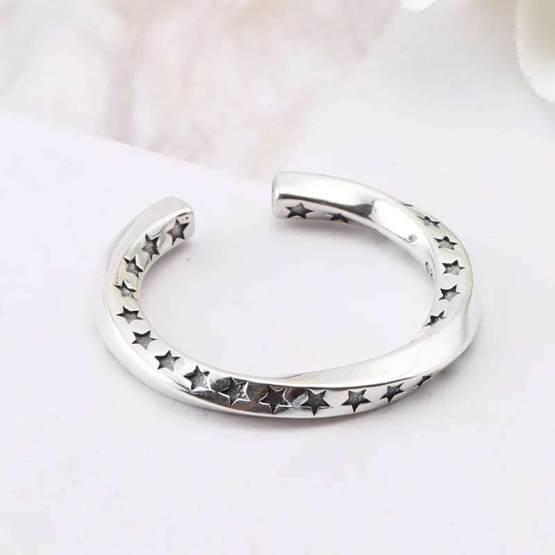 

Sterling Silver Korean East Gate Jewelry Simple Star Ring Personalized Versatile Fashion Opening Adjustable Ring Female Silver J