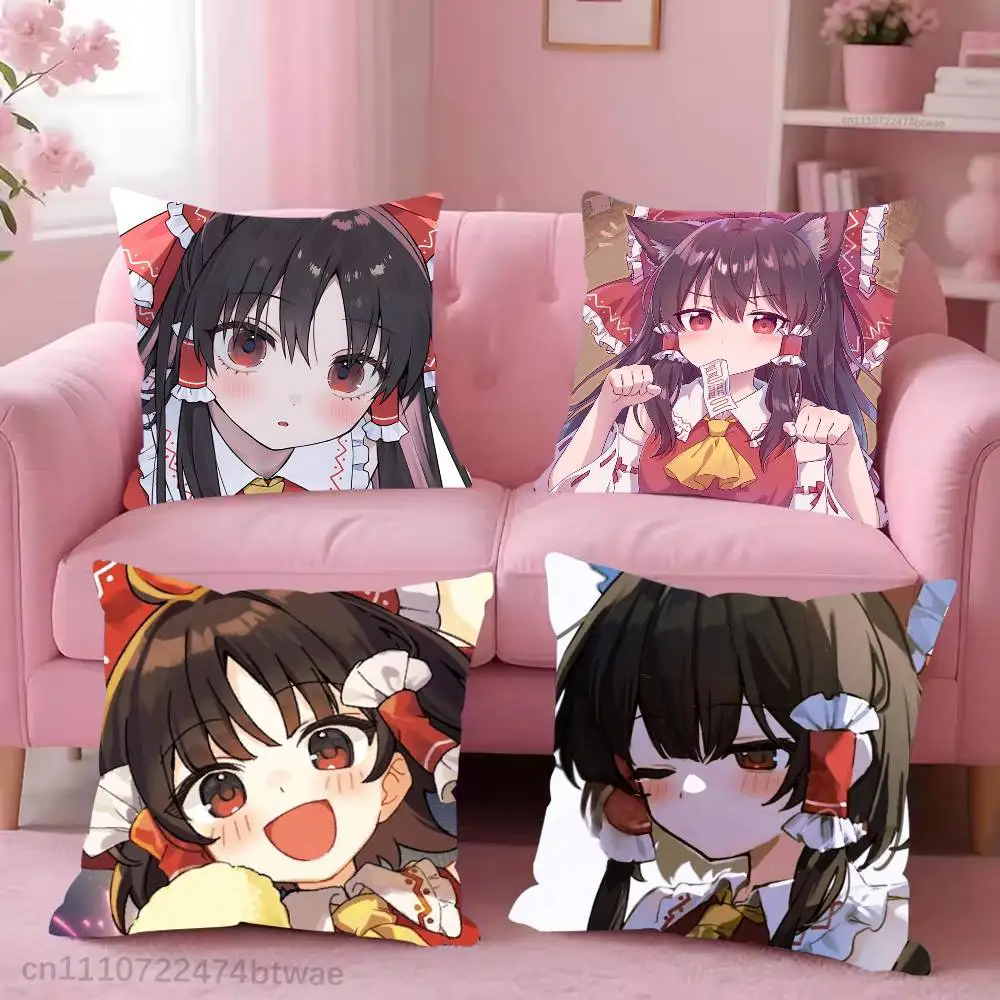 Touhou Hakurei Reimu Pillow Case For Living Room Bedroom Hotel Pattern Printed Cushion Cover Decorations and Protector