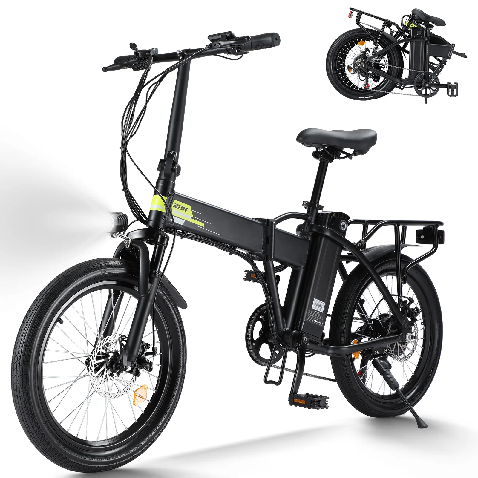 Folding Electric Bike with 500W Motor for Adults,36V 10.4Ah Battery,Up to 50 Miles Ebike,Max 20mph,7-Speed