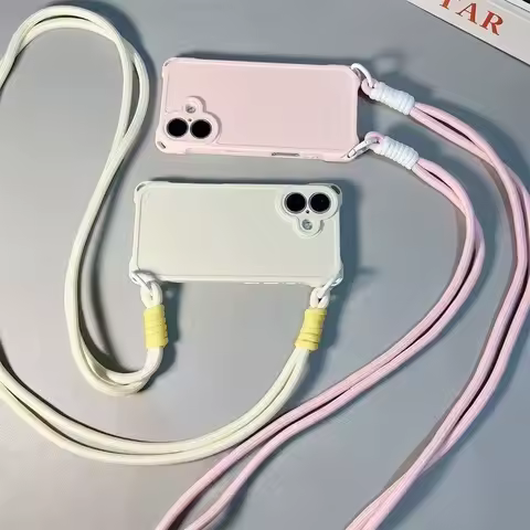 Phone Case For Samsung Galaxy S24 Ultra S23 Plus S22 S21 S20 FE Note 20 Ultra Crossbody Lanyard Strap Rope Soft Cover