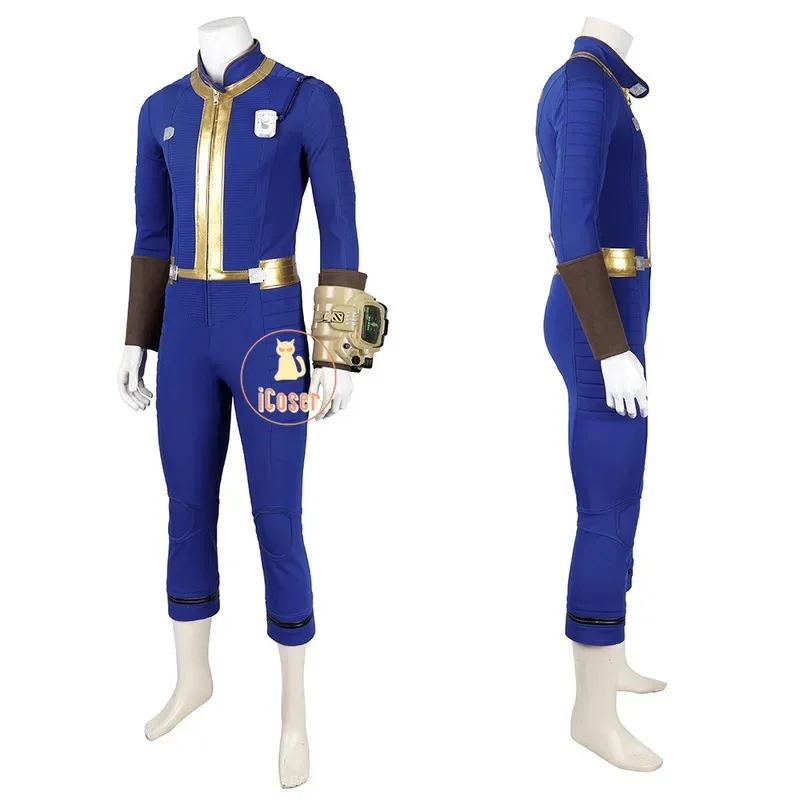 زي تنكري للرجال والنساء، بدلة نجاة، بذلة زرقاء، إكسسوارات للذراع، حفلة الهالوين، الخريف، Cos Out Vault 75