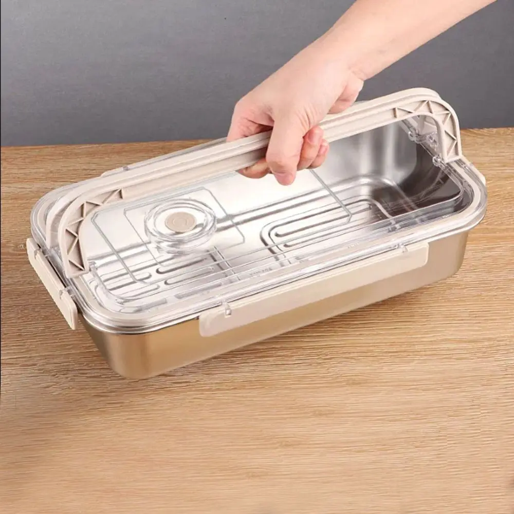 

Portable Fresh-keeping Box Stainless Steel Thickened Picnic Freezer Box 3500ML with Lid Fruit Refrigerator Storage Sealed Box