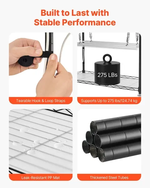 رف نباتي من 5 طبقات مع ضوء نمو كامل الطيف 80 وات T5 LED، بطول 71 بوصة، عجلات ومؤقت، رف عرض نباتات داخلية #5