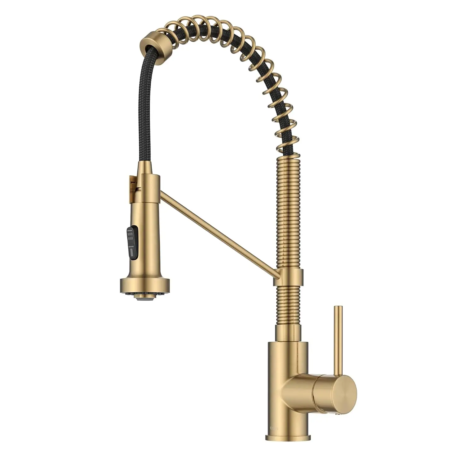 

Commercial Style 2-Function Single Handle Pull Down Kitchen Faucet in Spot-Free Brushed Brass, KPF-1610BB