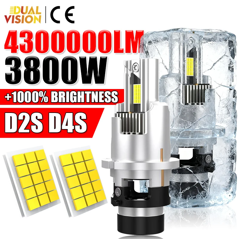 D2S D4S Led Headlight Bulbs Canbus HID D2R D4R 3800W 4300000LM CSP Car Light 1:1 MINI Plug&Play Turbo Fan Automoblie Lamps 6000K