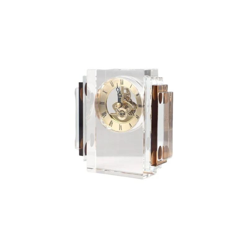

Modern simple geometric crystal mechanical clock table clock table top ornament living room entrance TV cabinet home decoration