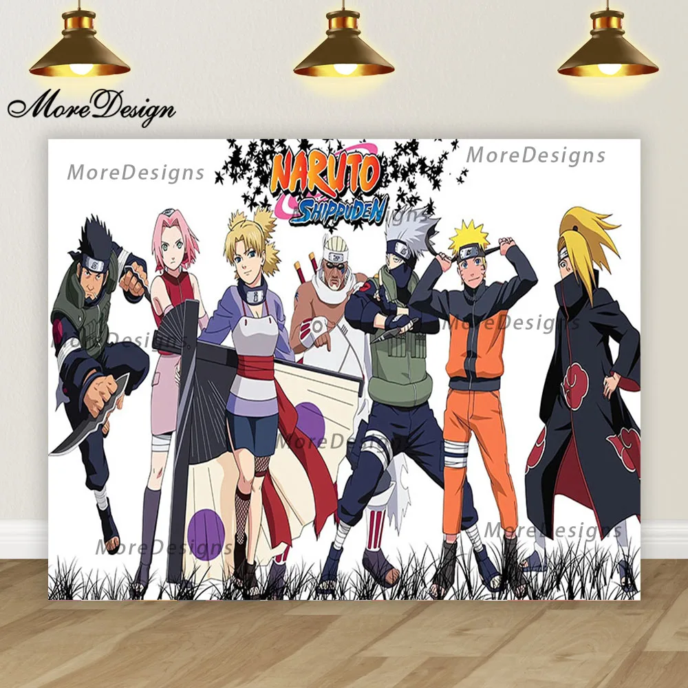 Naruto Banner Boys Photo Backdrop Kids Birthday Party Decoration Hot-blooded Anime Vinyl Polyester Fabric Background