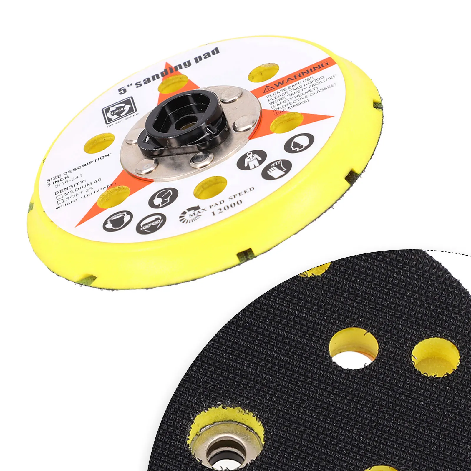 

5 125mm Sanding Pad Backing Plate for Heat Dissipation with Heat Emission Holes and Ventilated Cooling Channels