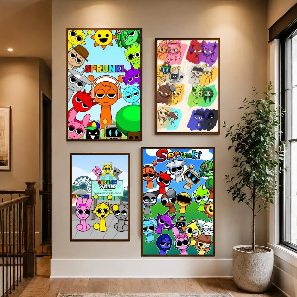 Rhythm Incredibox sprunki Poster HD Waterproof PP Self-Adhesive Removable Wall Art Poster for Bedroom Cafe Gym Home Decor Gift
