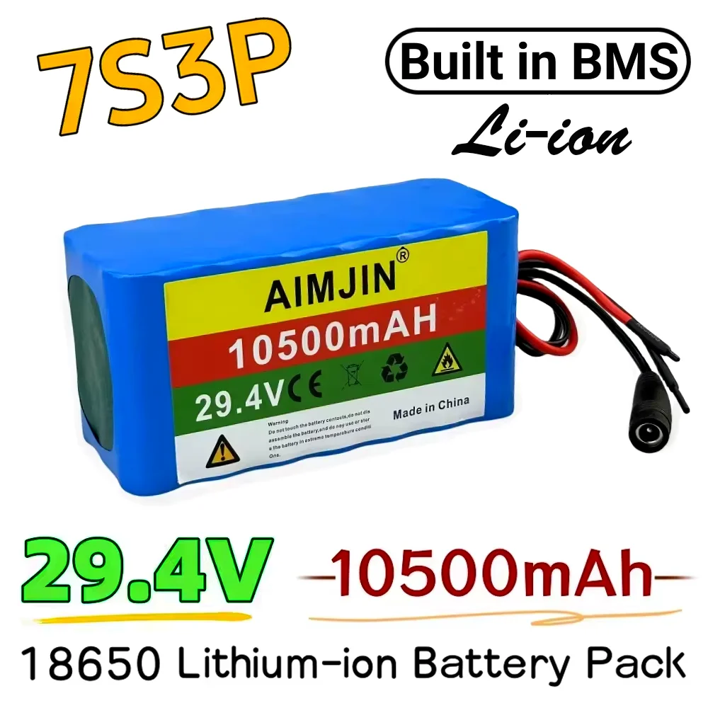 

24V 10500mAh 7s3p 18650 battery lithium battery 29.4v 1Electric Bicycle Moped electric Lithium ion Battery pack + 2A Charger