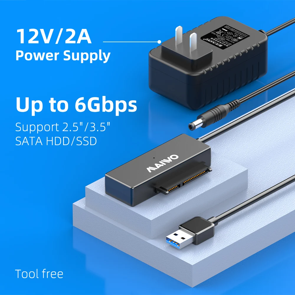 2-in-1 SATA 3 to USB 3.0 Adapter 5Gbps 2.5\
