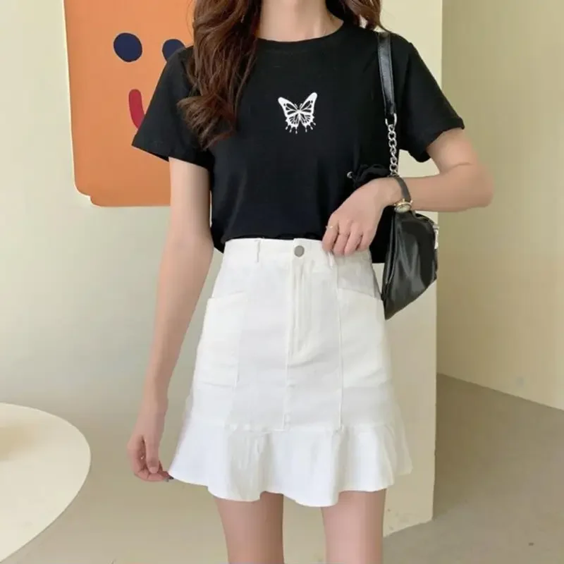 

Skirts Women Abdomen Solid Minimalist High Waist Above Knee Leisure Stylish All-match Autumn BF Style Student Elegant Streetwear