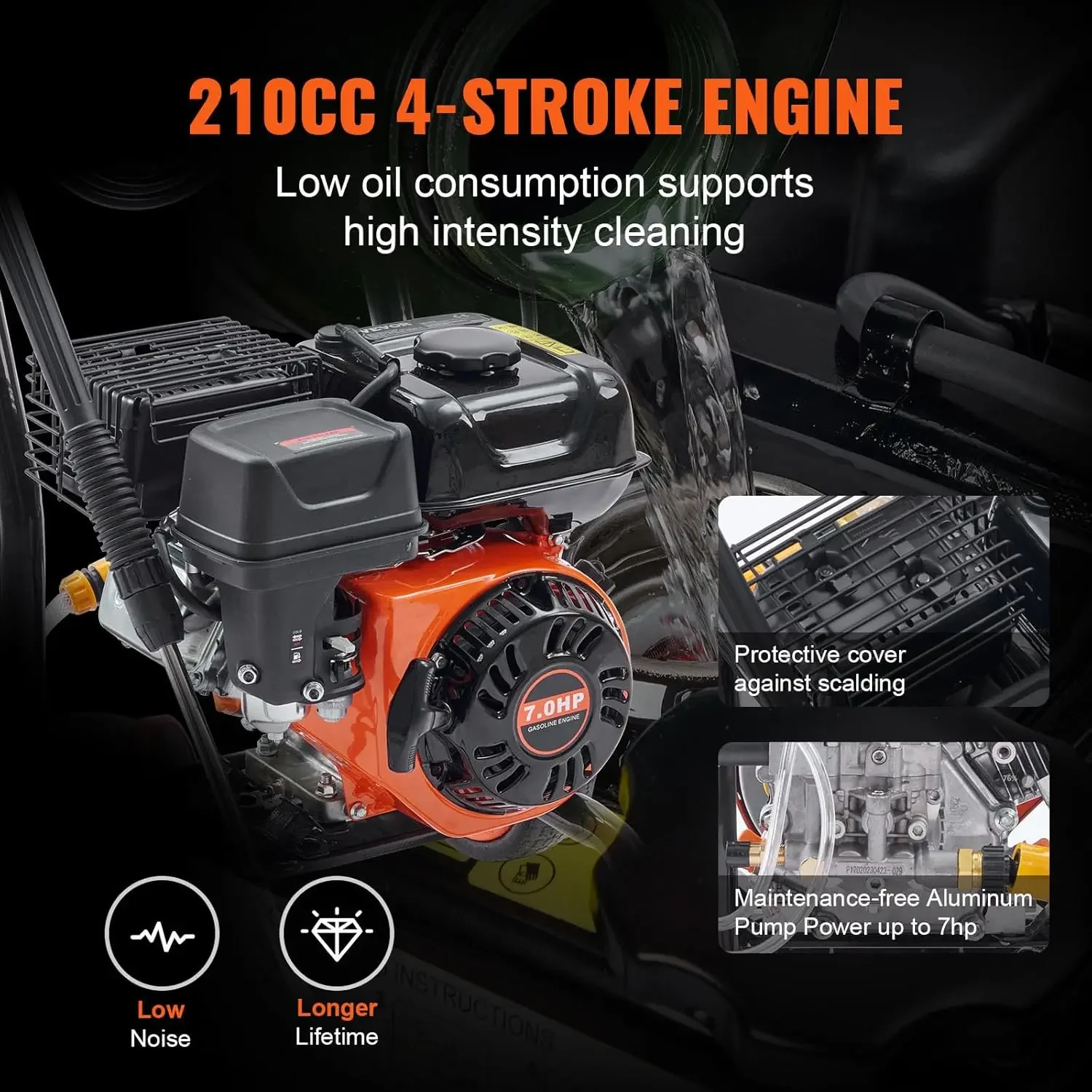 

[Limited Time Offer + Free Shipping!]Gas Powered Pressure Washer 3400 PSI 2.6 GPM, with Spray Gun and Extension Wand, 5 Quick Co