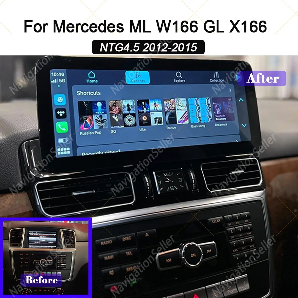 

Android Car Radio For Mercedes Benz ML GL W166 X166 2012-2015 12.3" NTG4.5 CarPlay Android Auto GPS Multimedia Video Player Wifi