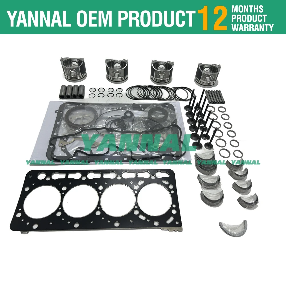 V3600 Overhaul Rebuild Kit (No Liner) For Kubota V3600 V3600 V3600DI-T Engine