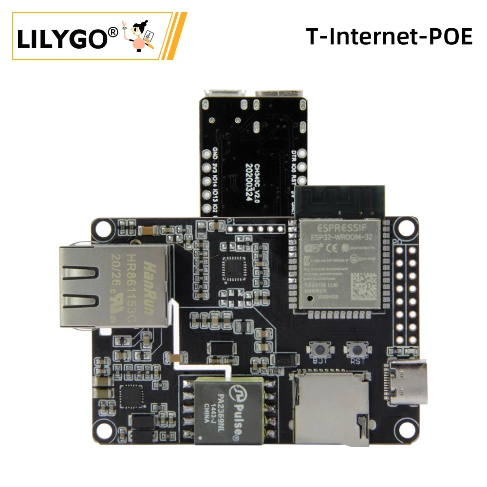 LILYGO®TTGO T-Internet-POE ESP32-WROOM LAN8720A Chip adattatore Ethernet e scheda di espansione Downloader Hardware programmabile